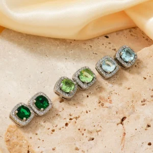 Zirconia Women’s Earrings Simple Square Diamond Stud Earrings Fashion Jewelry