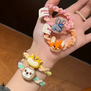 Zootopia Themed Cartoon Hair Ties for Girls Cute Judy Nick Braided Elastic Hair Scrunchies Hair Accessories