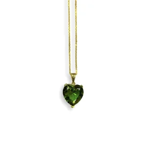 Zulatanite Women’s Silver Charms Sterling Turkish Zulatanite Necklace Daily Green Zulatanite Pendant