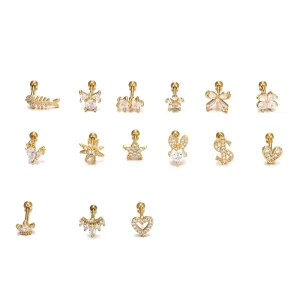 Zuola Trendy Stud Earrings Stainless Steel 18K Gold Plated Heart Shaped Shiny Zircon Hypoallergenic Women’s Jewelry