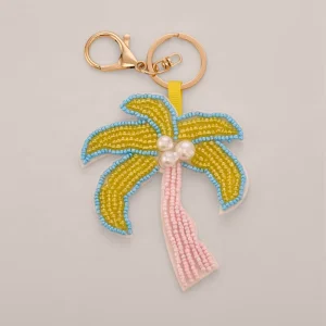 beaded charms for bags and clothes beaded keychain palm tree charms for bag decoration