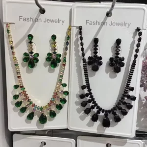 discount Crystal Fashion Necklace Earring Set Tarnish No Fade Costume Jewelry