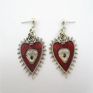 enamel silver jewelry heart earrings for women