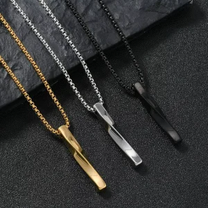 fashion pendant necklaces Hip Hop Spiral Necklace Stainless Steel Pendant Sweater Chain Women’s Couple Necklace