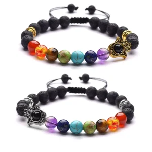 gemstone 7 Chakra 8mm Fused Rock Aromatherapy Essential Oil Diffuser Braided for Bracelet Classic Style Ball Shape for Men