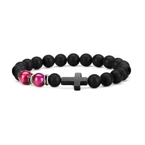 gemstone 8mm Natural Stone Tiger Eye Lava Howlite Beads Hematite Cross Gemstone for Bracelet for Men Women Handmade