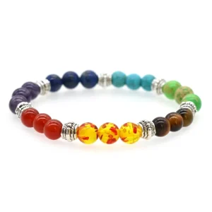 gemstone Healing Reiki Yoga Jewelry Classic Style 7 Chakra Gemstone 8MM Round Beads Stretch for Bracelet Ball Pattern