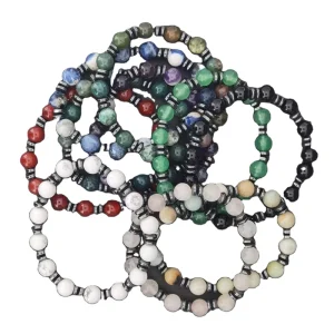 gemstone Simple Fashion Black Hematite Bracelets 6mm Natural Crystal Gemstone Beads Classic Ball Shape Charm Bracelets
