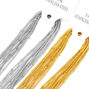 in Stock 2mm 10-piece Set of Stainless Steel Chain Necklaces Combination Decorative Jewelry Accessories Chain