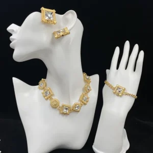 with Letter logo 18K Gold Medusa Pattern Design Fashionable and Exaggerated Large Earrings Necklace Bracelet Set